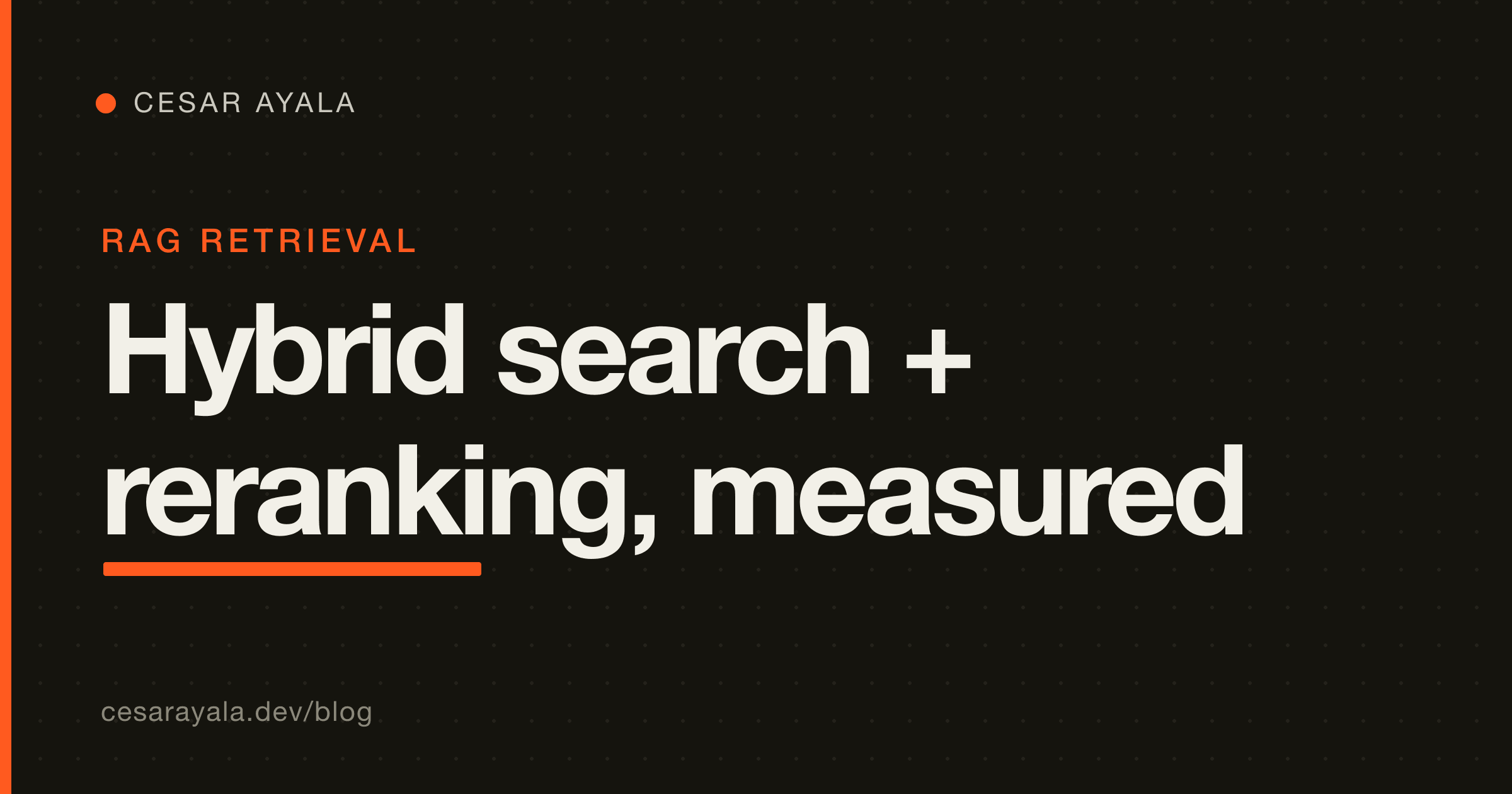 Fix a RAG That Retrieves the Wrong Chunks: Hybrid Search + Reranking (with Before/After Metrics, 2026) — Cesar Ayala